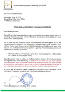 Read more about the article Capital Smart City Imposes Escalation Charges on Villa Apartments