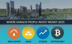 Read more about the article Where Karachi People Invest Money 2025: Real Estate vs Gold vs Stocks vs Crypto